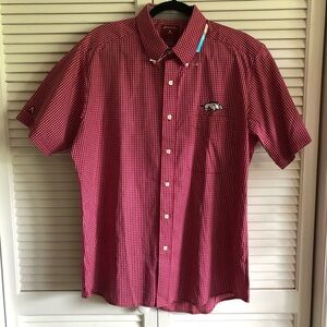 Antigua NWT Red Checkered Casual Button Down Shirt LARGE
